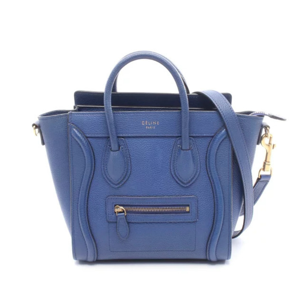 Celine Handbag Luggage Leather Blue Shopper - Picture 2 of 9